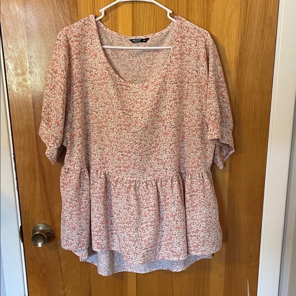 SHEIN Pink and White Textured Blouse